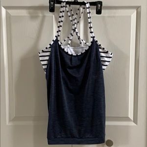 Athleta Shadow Stripe Energize Top Built In Bra M